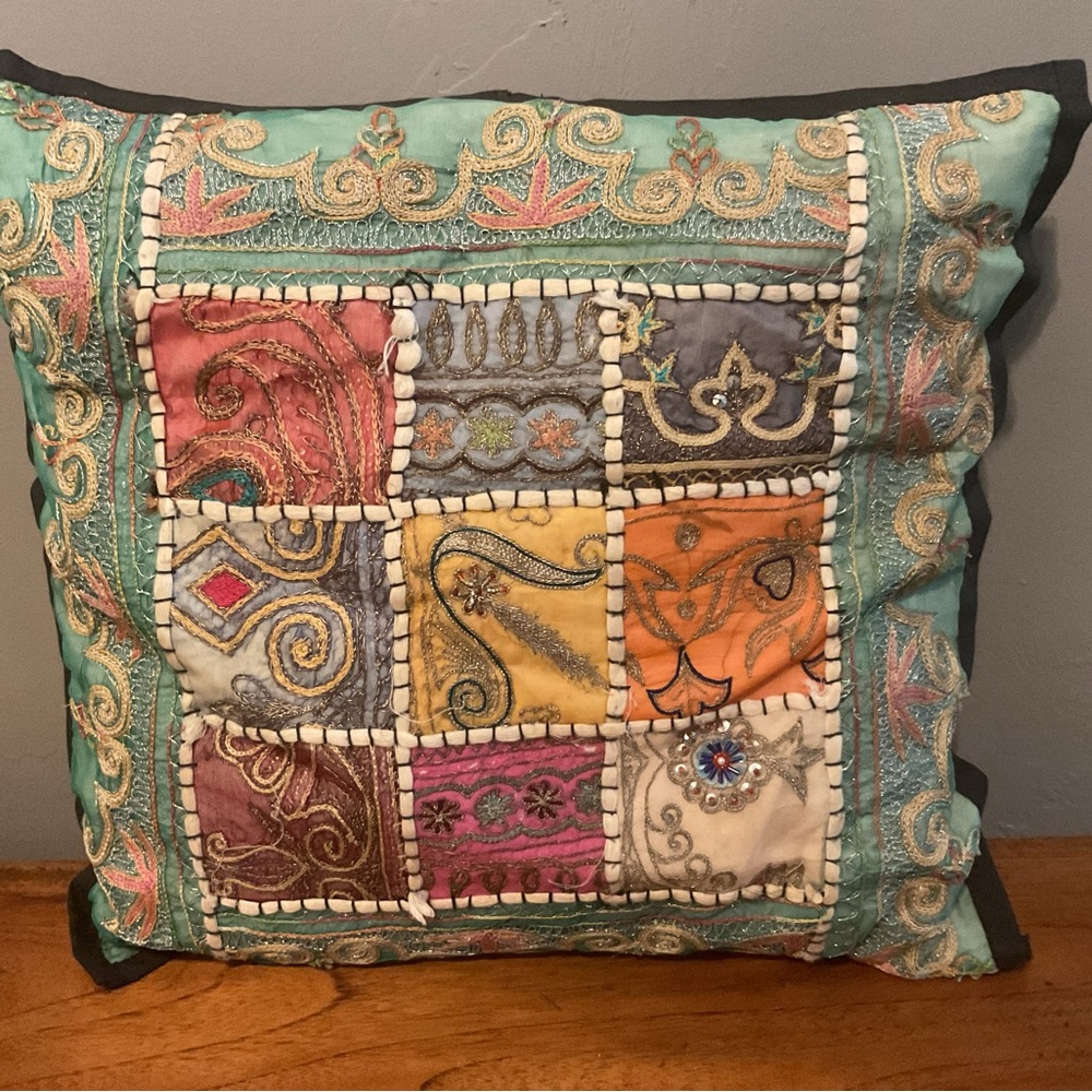Embroidered Multicolor Decorative Pillow
